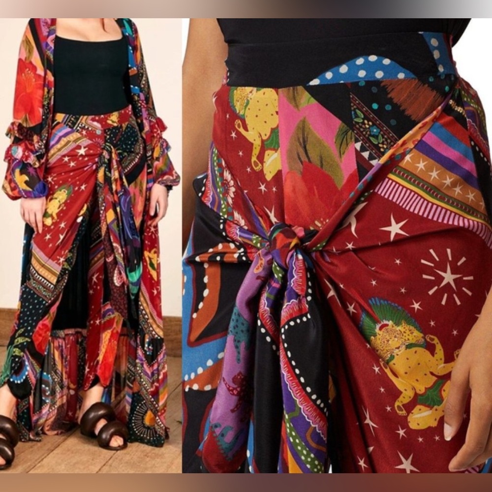 Farm Rio |  Patterned Scarf Wrap Pants